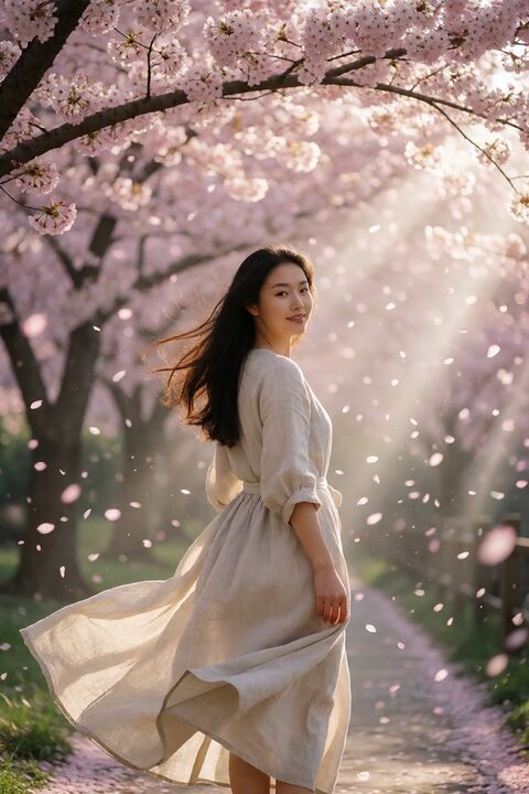 春日樱花回眸电影人像