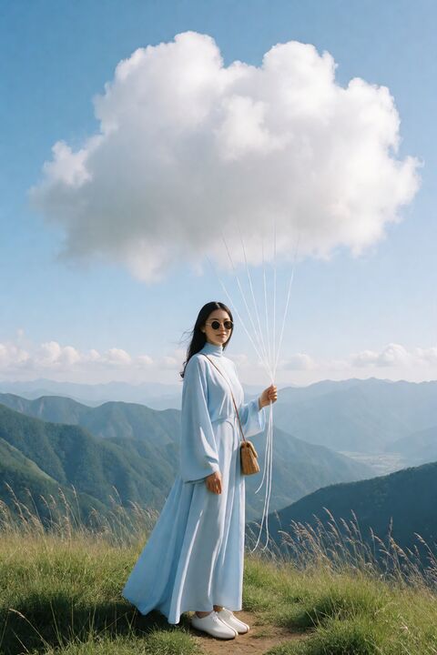 云朵气球山脊旅行人像