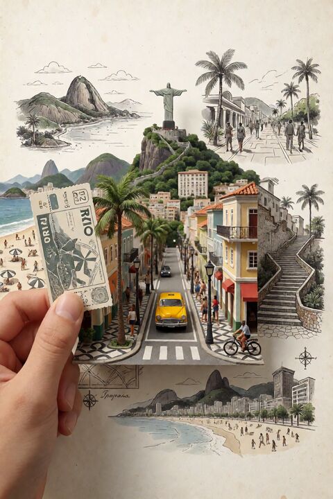 Rio 旅行票据纸雕立体海报