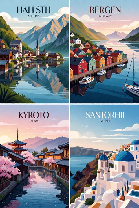 四城极简旅行海报系列