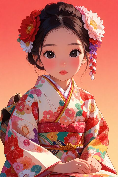 花簪和服动漫肖像