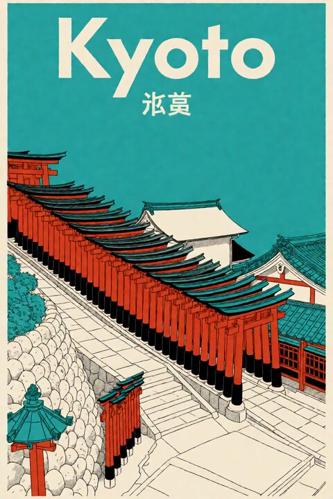 中世纪城市旅行海报