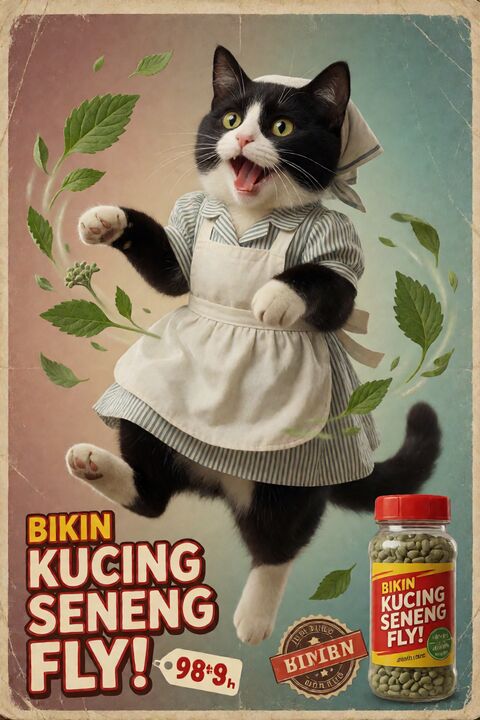 复古印尼猫薄荷广告