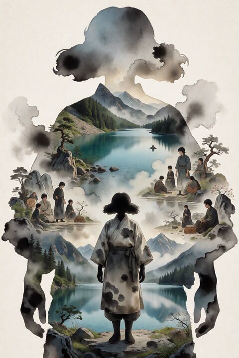 水墨双重曝光人物海报