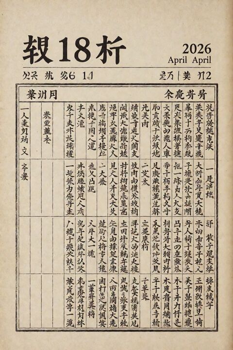 复古传统老黄历二零二六年四月十八
