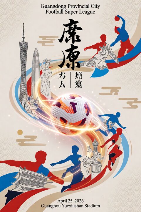 粤超联赛国潮风邀请函海报
