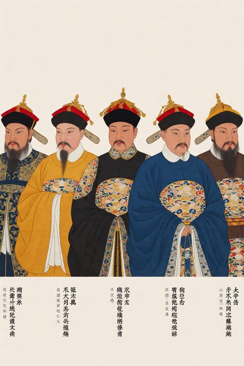 古风明朝帝王群像长卷