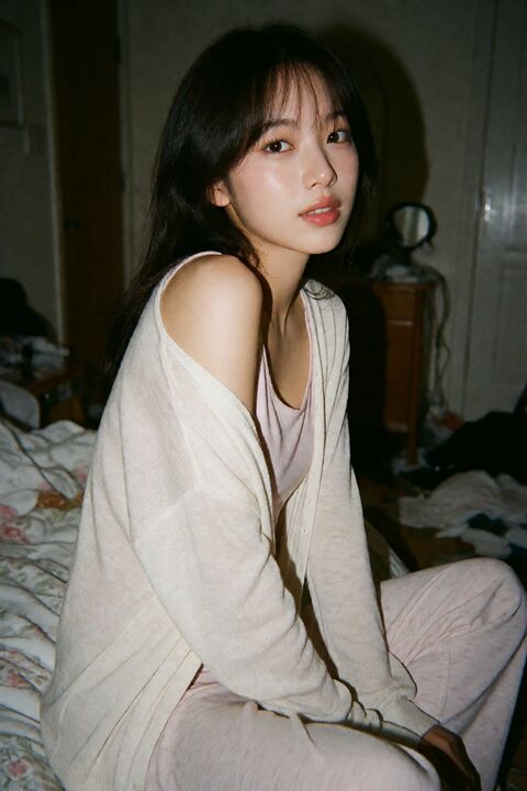 昏暗室内纯真少女的意外回眸